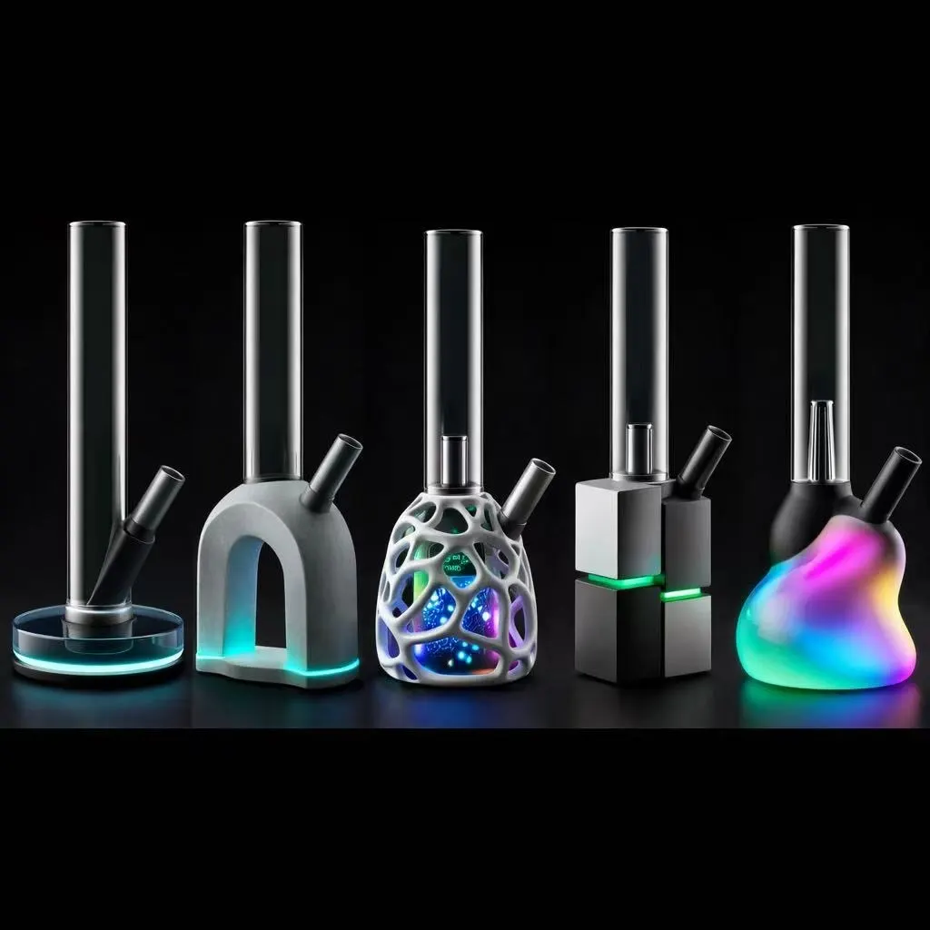 Electronic bong concept lineup with LED-lit bases — electric combustion category