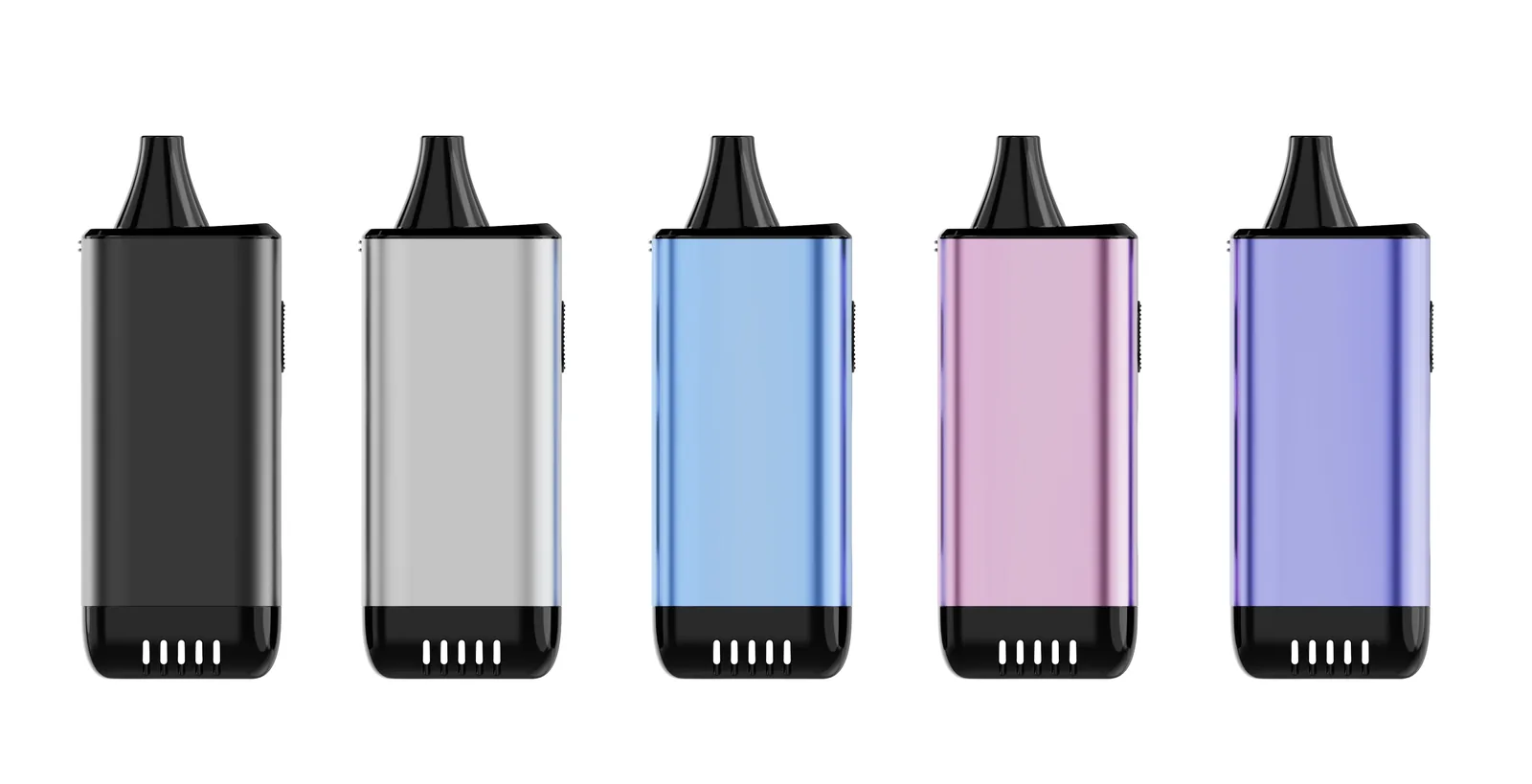 Handheld electric herb pipe shown in five colours — pocketable flameless combustion device
